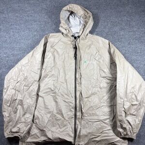 Frogg Toggs Jacket Mens M/L Khaki Tan Full Zip Hooded Rain Windbreaker